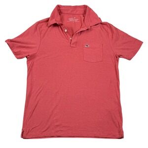 Vineyard Vines Edgartown Polo Shirt Coral Red Pocket Whale Logo Men's Size S